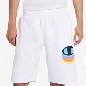 New CHAMPION White Reverse Weave Color Shadow Cut Off Shorts Large